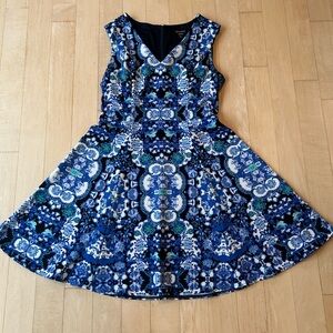 Adorne Sleeveless Blue Women's Patterned Dress Size 10